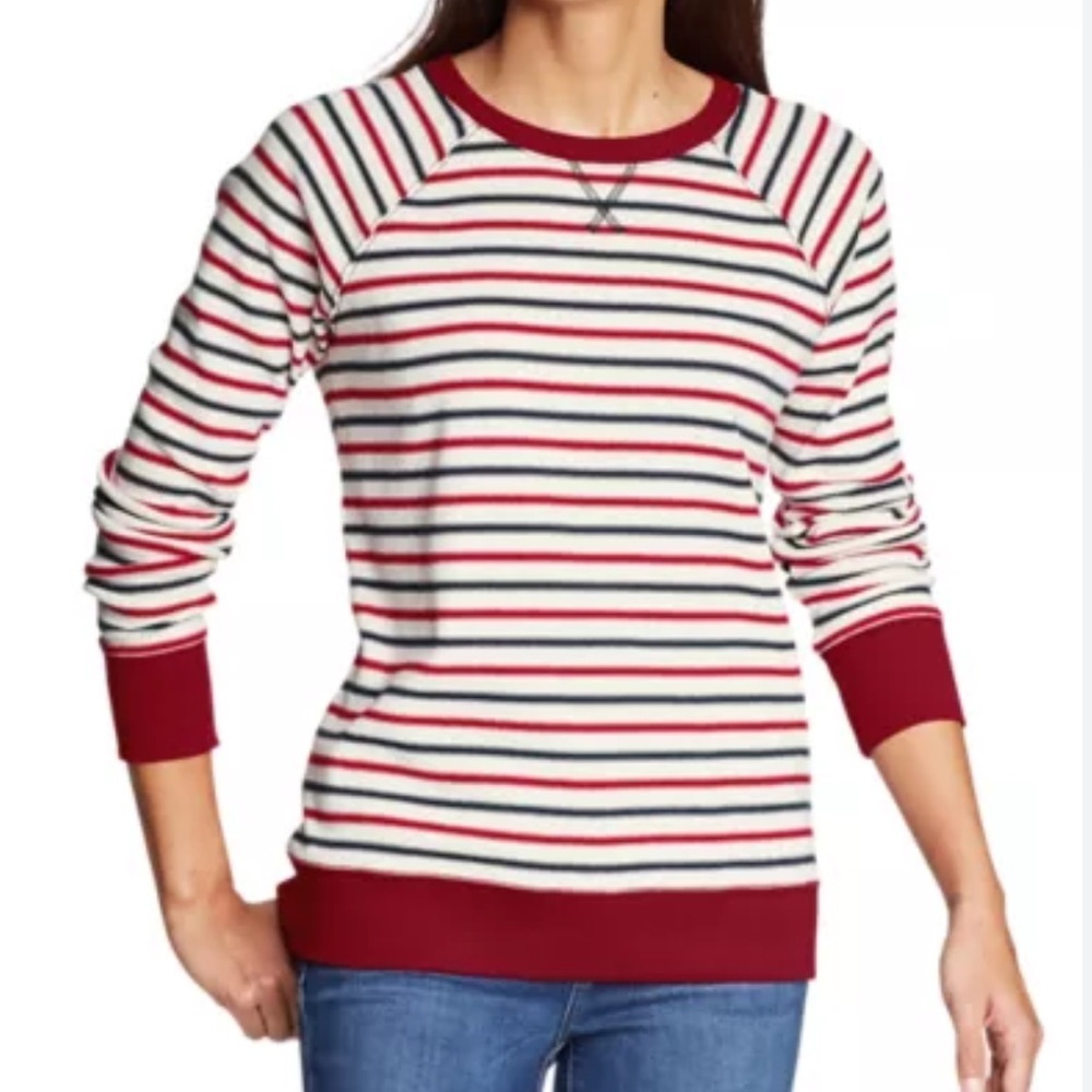 ❤️Eddie Bauer - Americana Stripe Legend Wash Crew Neck Sweatshirt - 2XL